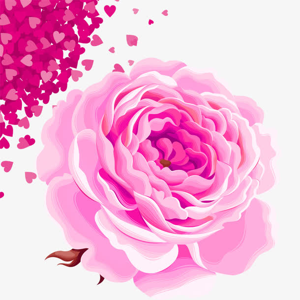 粉色玫瑰PNG透明图，高清花瓣漂浮元素，设计素材免费下载