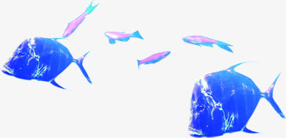 海底动物夏日蓝色小鱼群