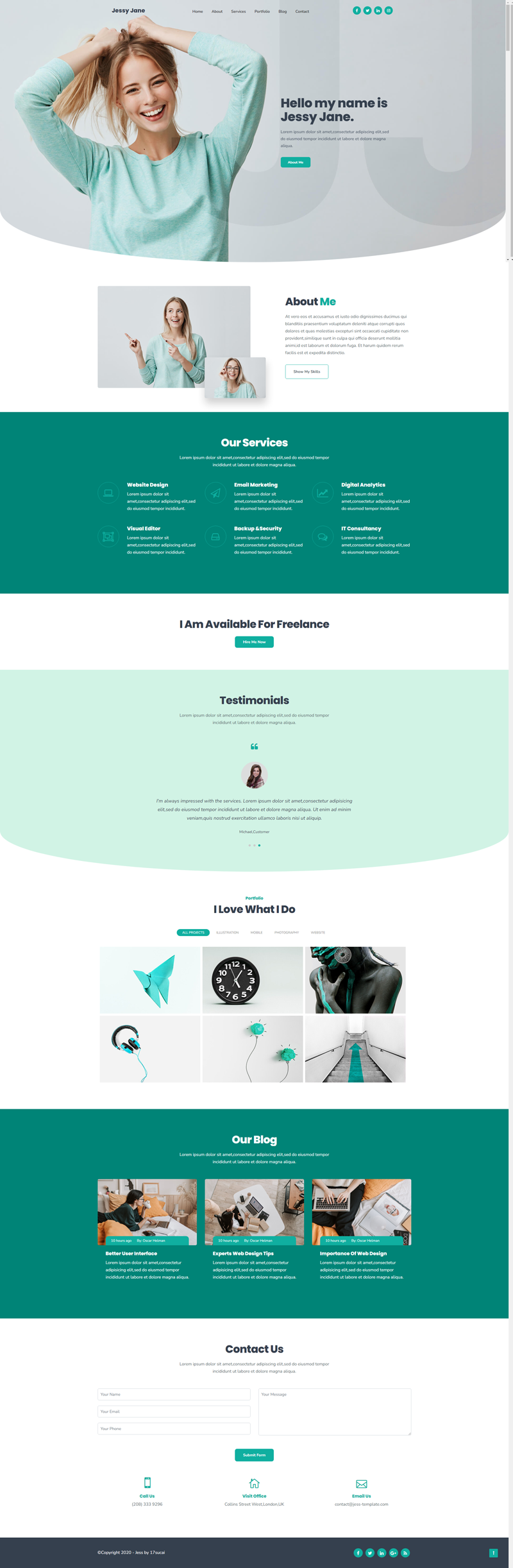 简历HTML网页设计，创意绿色个人简历模板