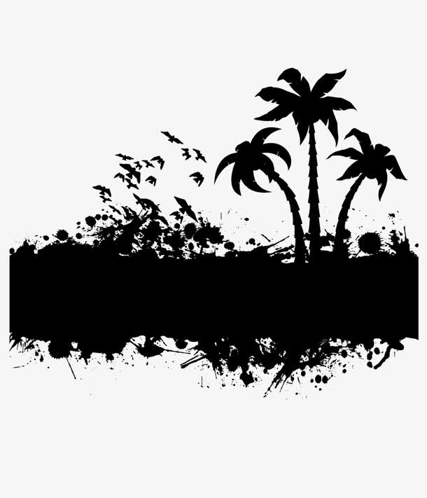 黑色椰子树剪影装饰