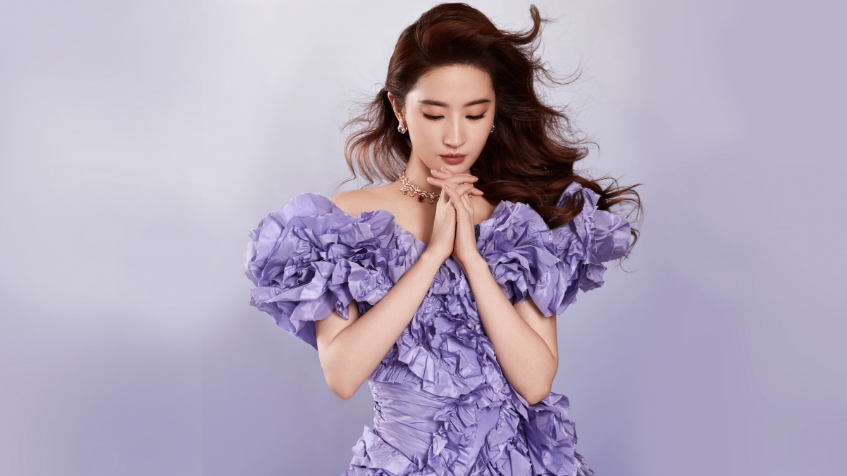 刘亦菲 紫色礼服裙子 唯美 4k美女壁纸