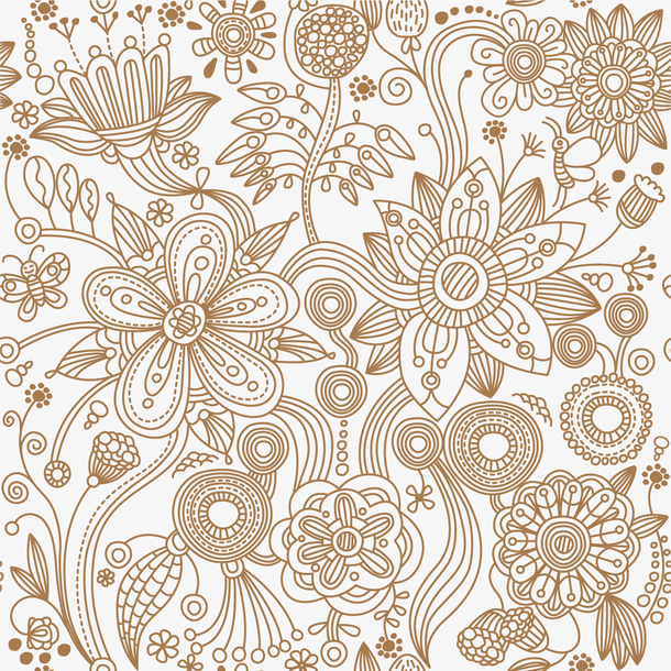 线描抽象花卉叶子背景设计