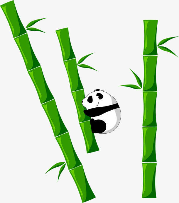 卡通竹子植物大熊猫矢量图