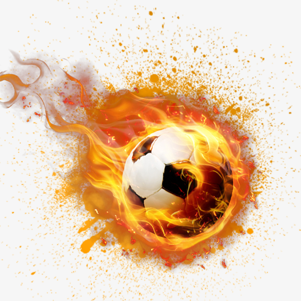 手绘创意带火的足球