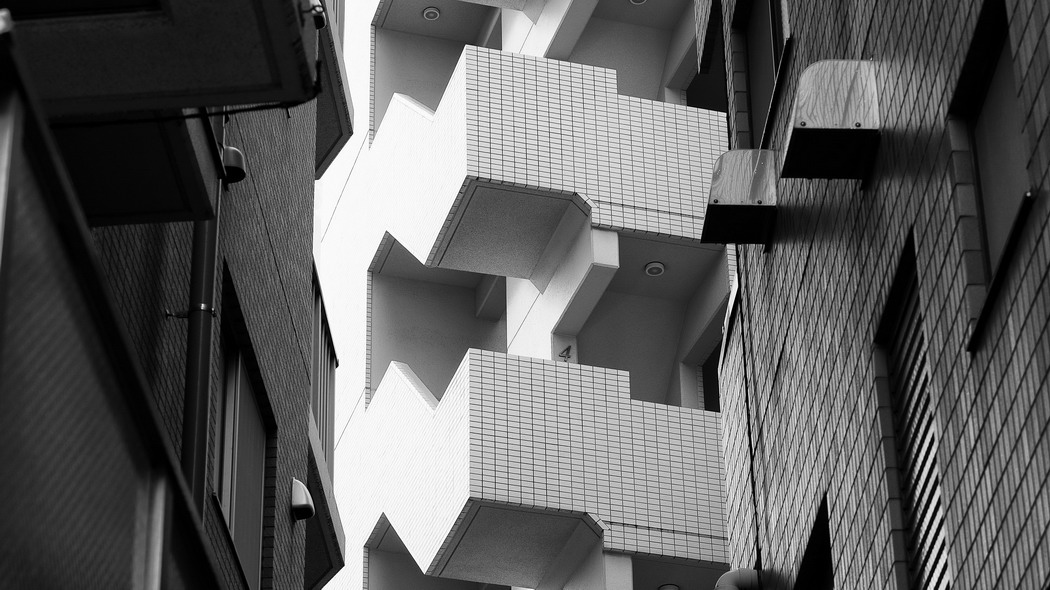 建筑 立面 建筑 楼梯 黑白 4k壁纸 3840x2160