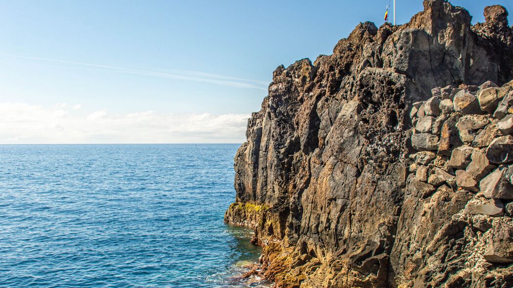 岩石 海洋 浮雕 地平线 自然 4k壁纸 3840x2160