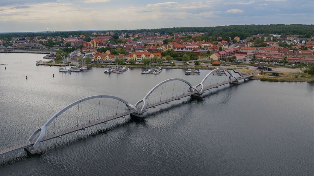桥 河 房子 码头 船 瑞典 4k壁纸 3840x2160