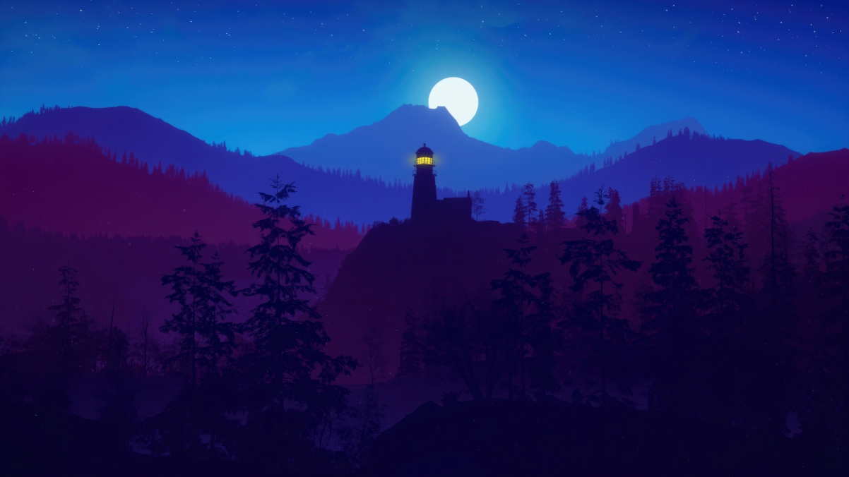 《Alan Wake 2》游戏风景 灯塔 晚上 森林 4k壁纸