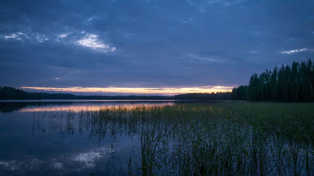 湖 地平线 黎明 云 自然 4k壁纸 3840x2160