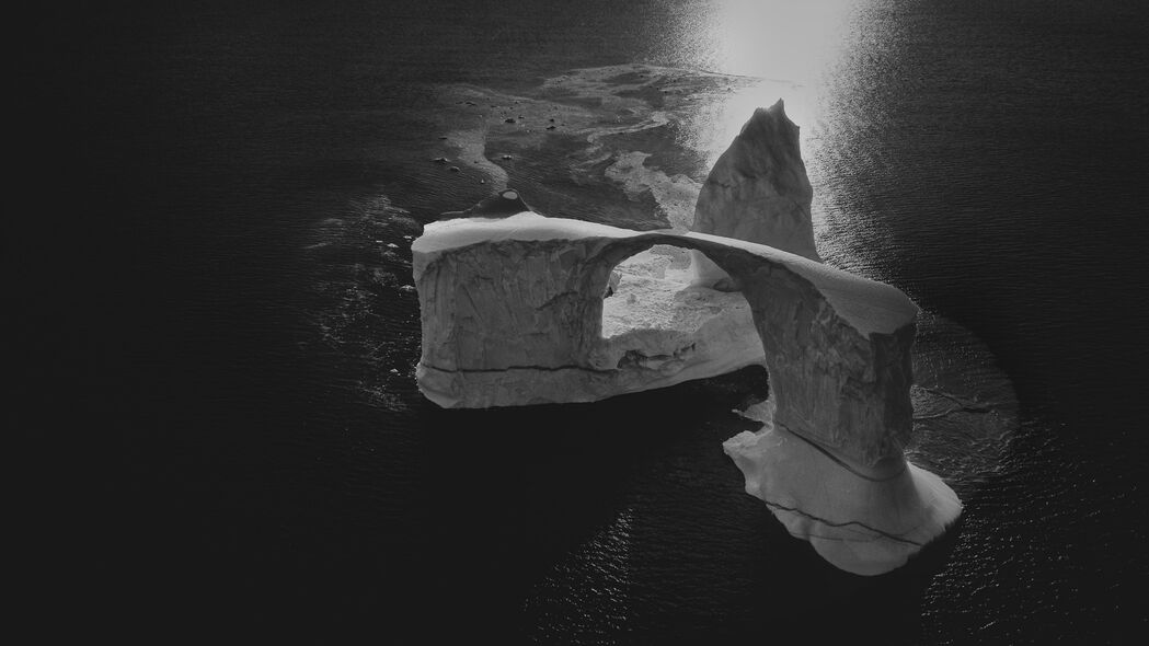 岩石 拱门 大海 黑白 自然 4k壁纸 3840x2160