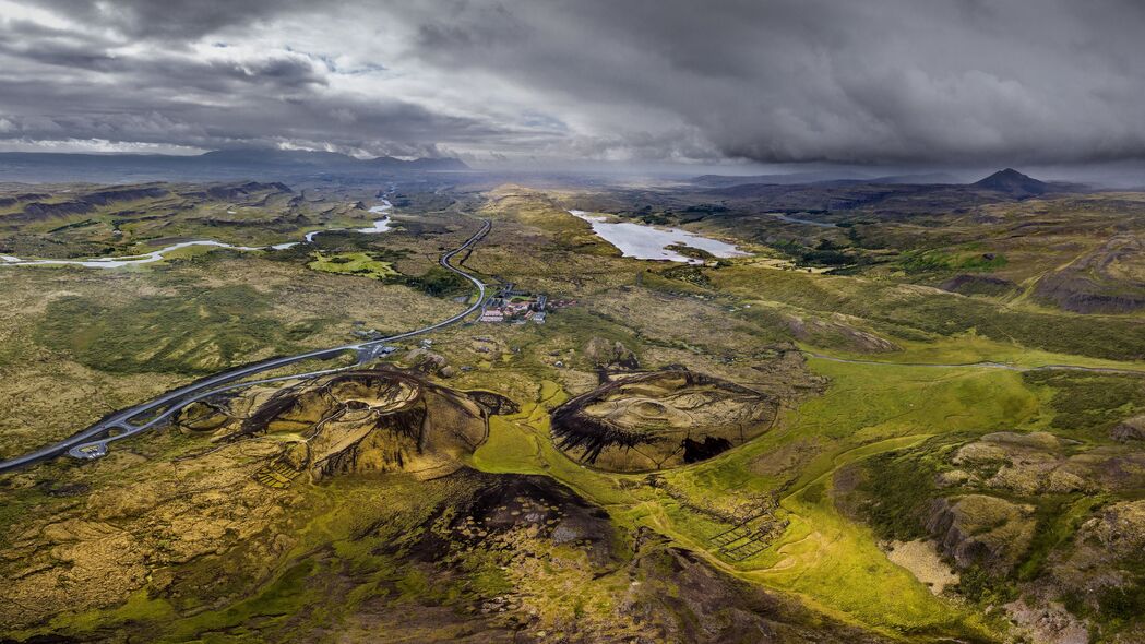 火山口 峡湾 风景 鸟瞰图 冰岛 4k壁纸 3840x2160