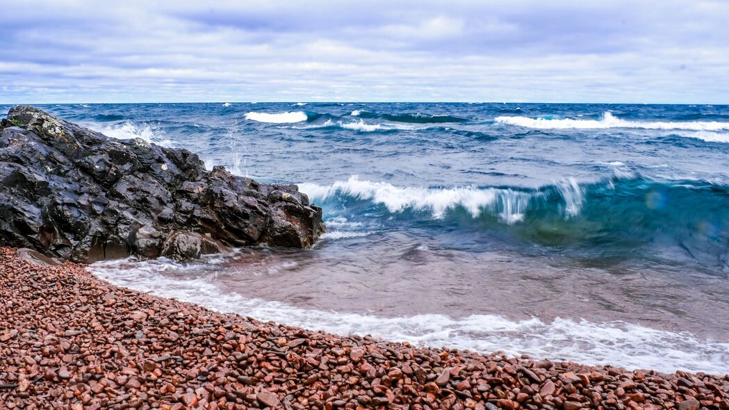 大海 海浪 石头 海岸 天空 自然 4k壁纸 3840x2160