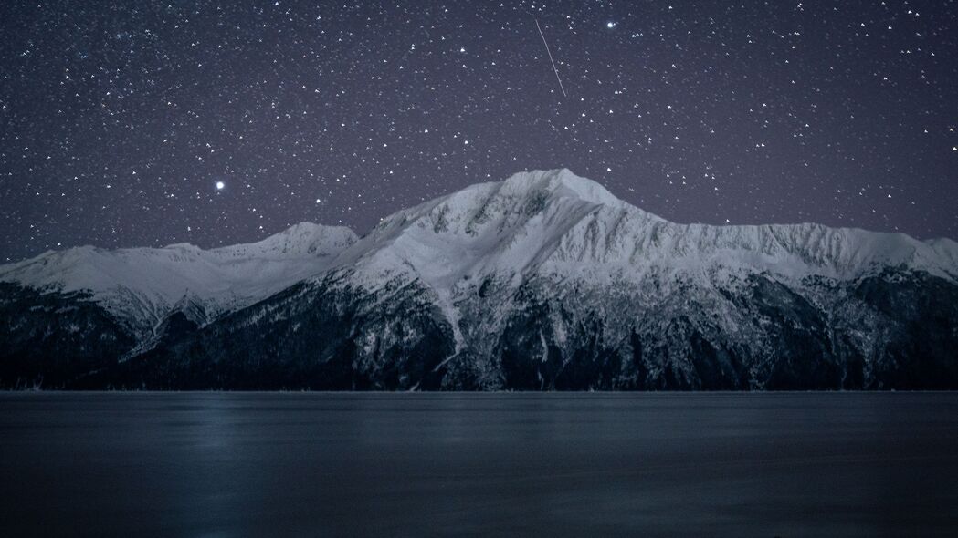 山脉 雪 风景 夜晚 星星 4k壁纸 3840x2160