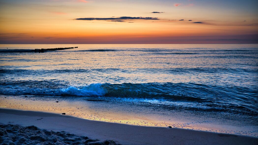 大海 海浪 沙滩 海岸 天空 日落 自然 4k壁纸 3840x2160