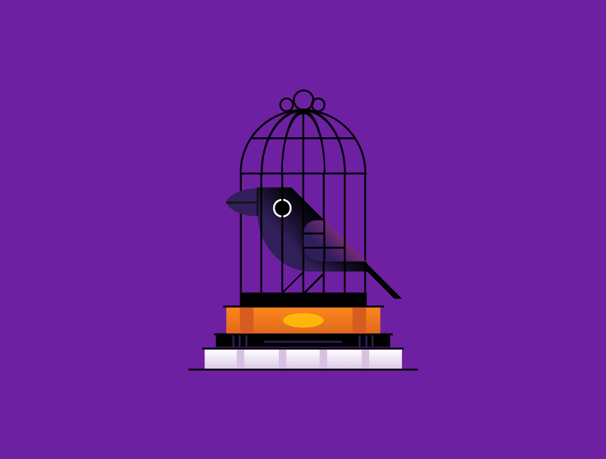 鸟笼插画图片下载，笼子里的鸟图片素材