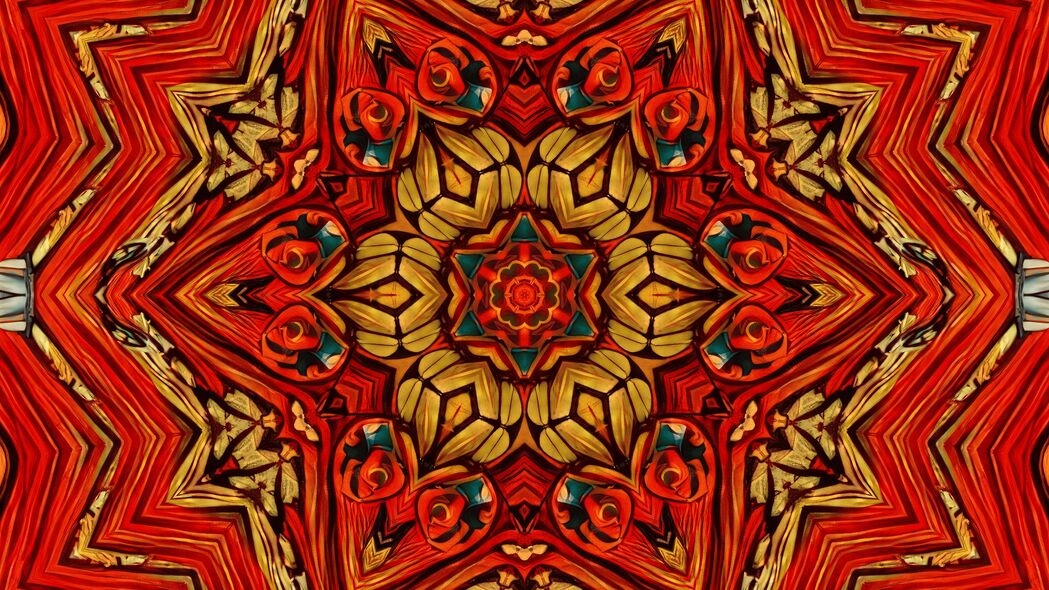 万花筒 分形 抽象 背景 红色 4k壁纸 3840x2160