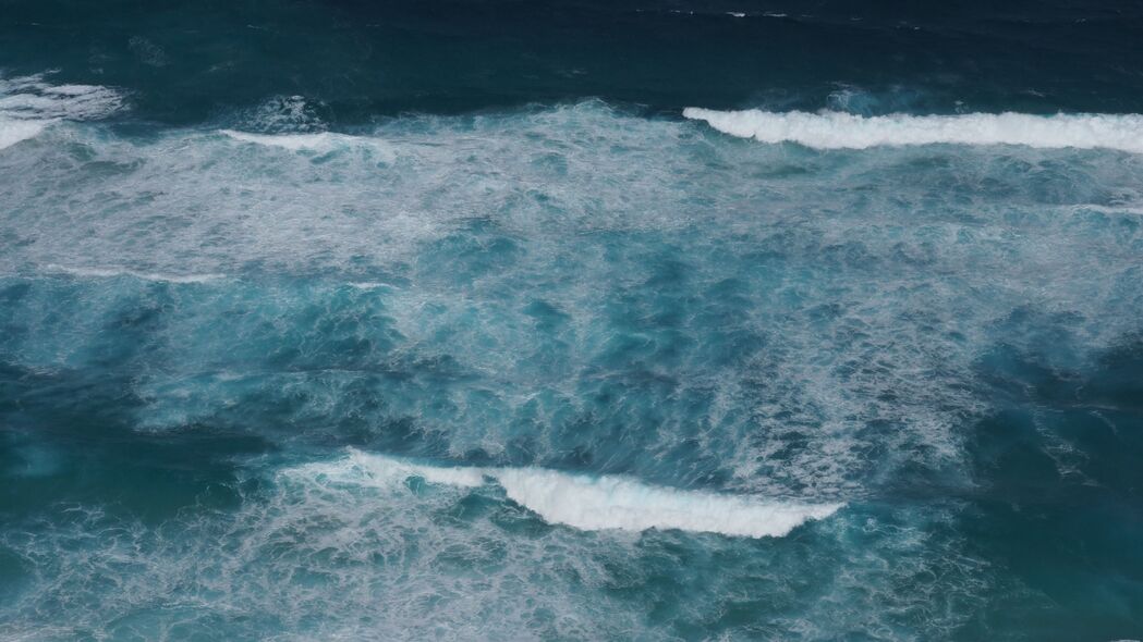 大海 自然 波浪 泡沫 蓝色 4k壁纸 3840x2160