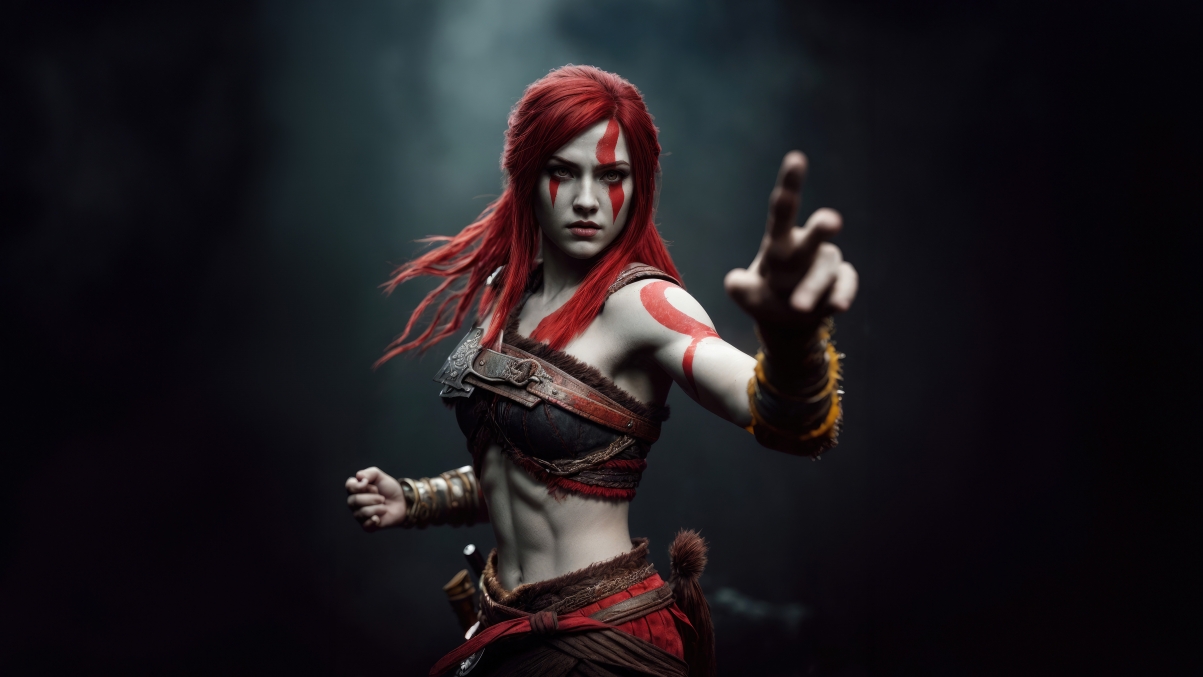 战神游戏女神 Female Kratos God Of War 5k壁纸