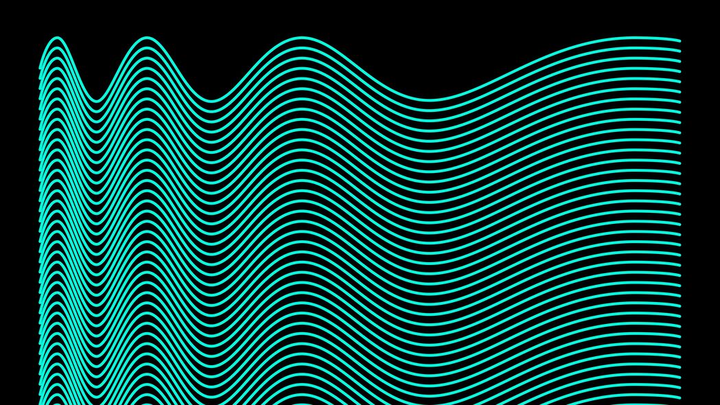 波浪 线条 黑色背景 正弦曲线 抽象 4k壁纸 3840x2160