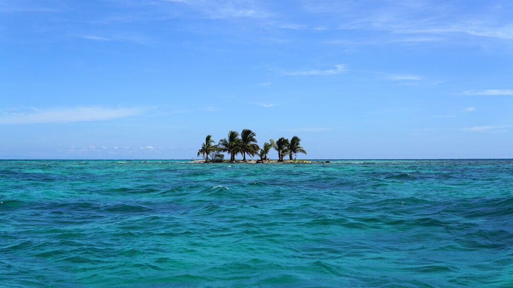 大海 岛屿 棕榈树 风景 4k壁纸 3840x2160