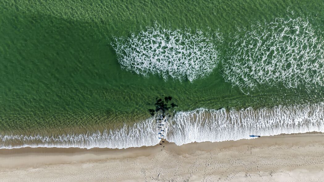海岸 大海 海浪 泡沫 海滩 鸟瞰 4k壁纸 3840x2160