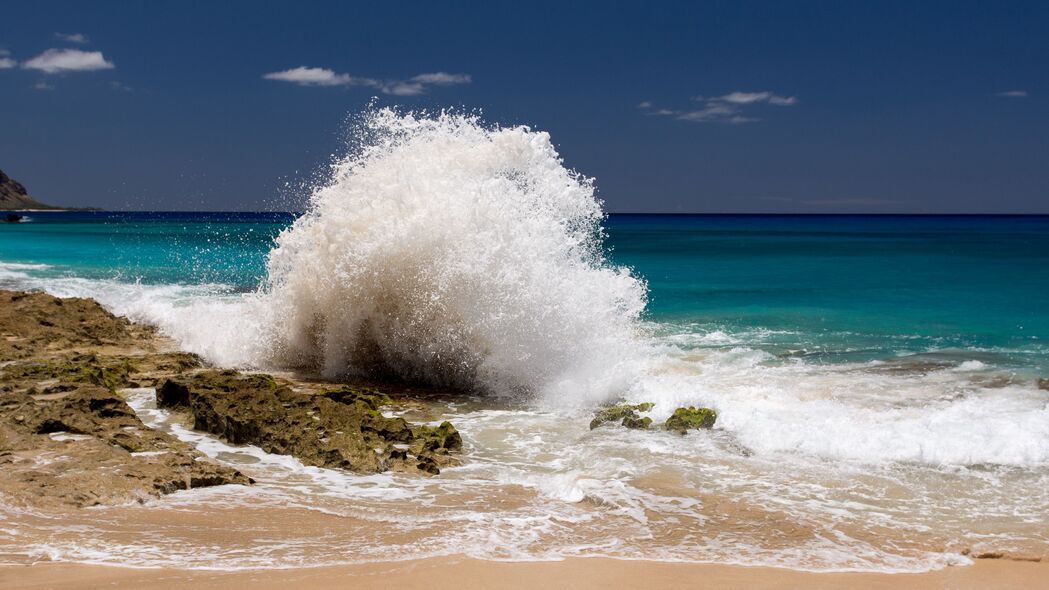 海岸 大海 飞溅 波浪 自然 4k壁纸 3840x2160