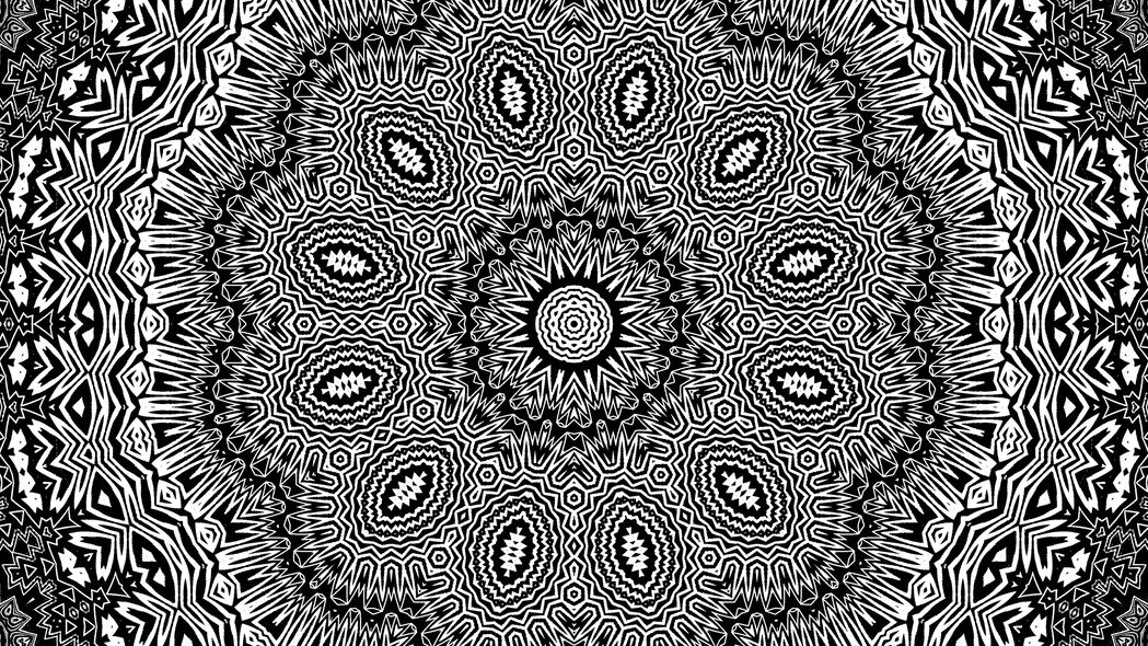 分形 形状 黑白 抽象 4k壁纸 3840x2160