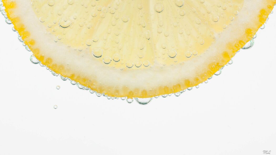 柠檬 切片 气泡 滴 黄色 白色背景 宏观 4k壁纸 3840x2160