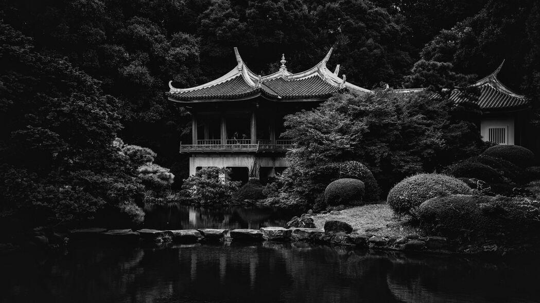 宝塔 树木 池塘 自然 日本 4k壁纸 3840x2160