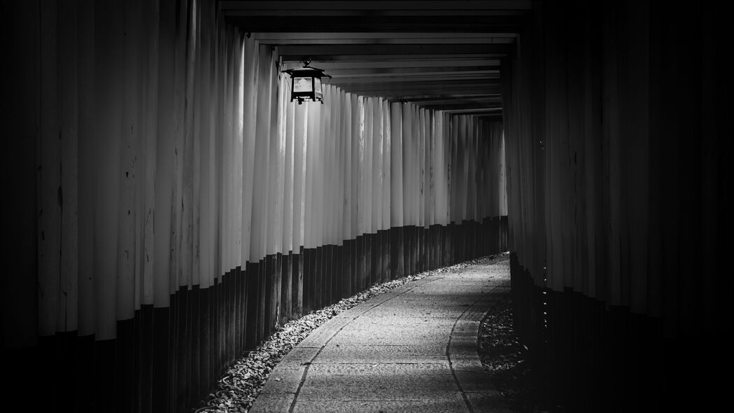 隧道 大门 寺庙 日本 黑白 4k壁纸 3840x2160