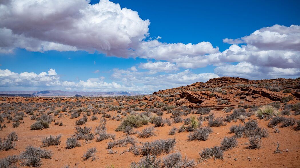 灌木 沙漠 石头 浮雕 云 4k壁纸 3840x2160