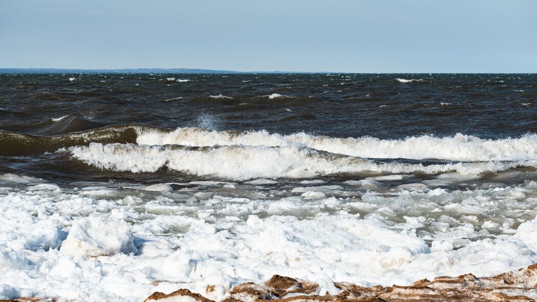 海岸 泡沫 大海 海浪 地平线 自然 4k壁纸 3840x2160