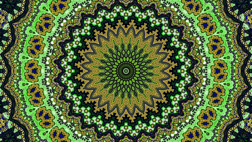 分形 圆形 图案 抽象 绿色 4k壁纸 3840x2160