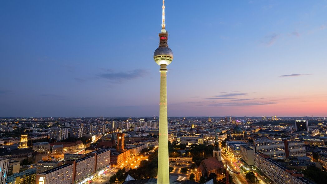 塔 建筑 灯光 城市 柏林 德国 4k壁纸 3840x2160