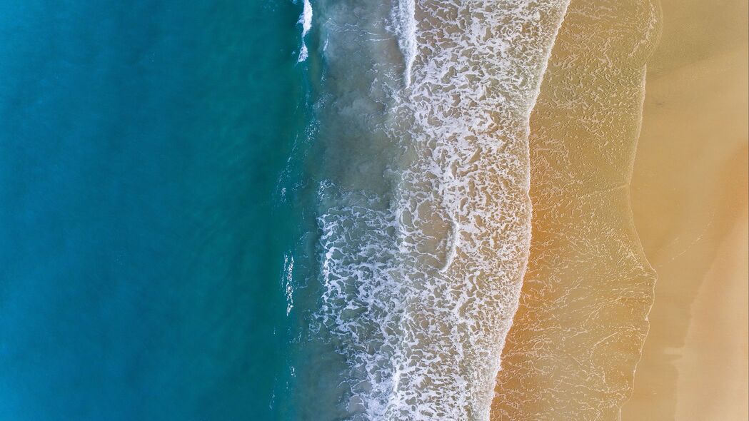 大海 波浪 泡沫 海岸 海滩 鸟瞰 4k壁纸 3840x2160