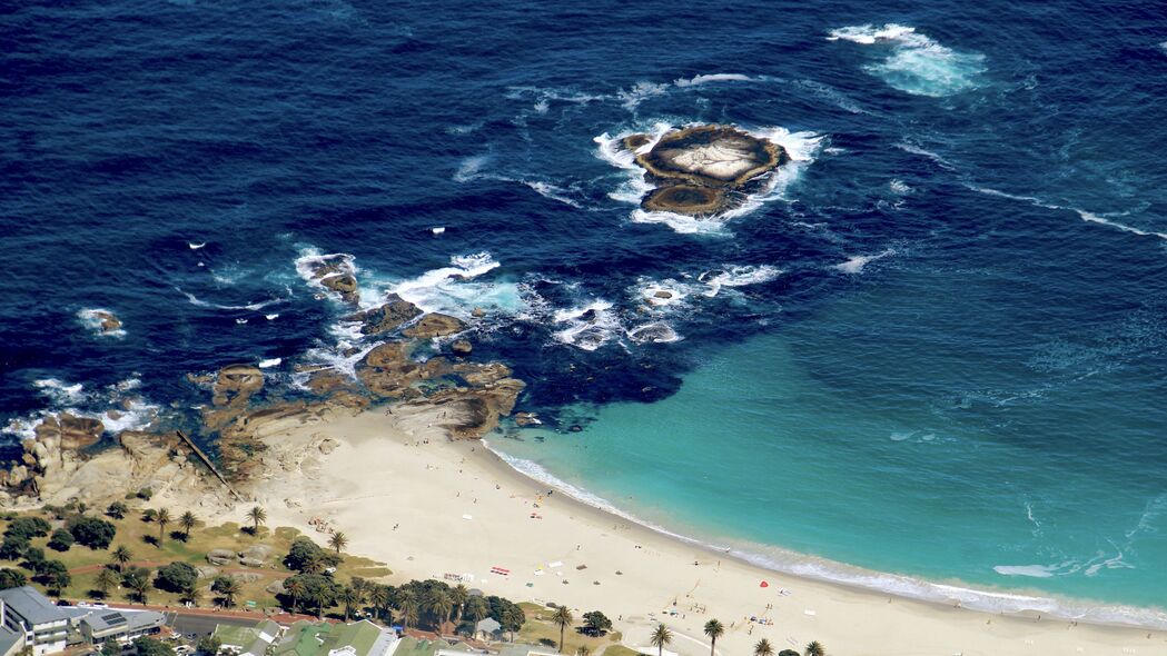 岛屿 大海 海浪 泡沫 海岸 鸟瞰 4k壁纸 3840x2160