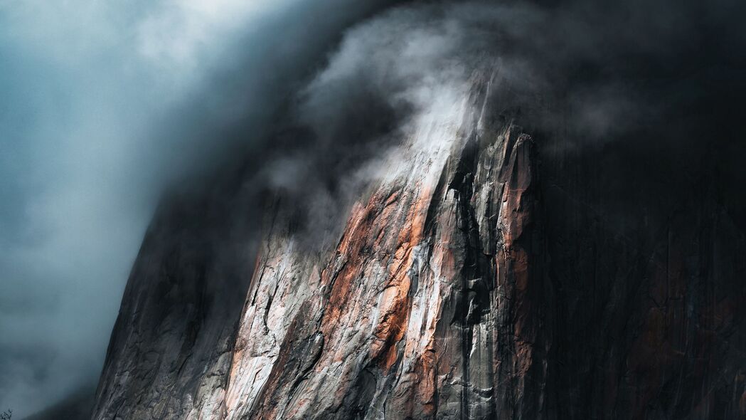 岩石 悬崖 浮雕 云 深色 4k壁纸 3840x2160
