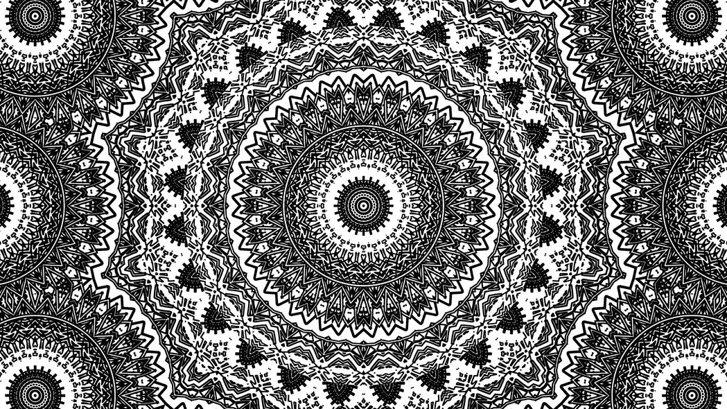 圆形 图案 分形 黑白 抽象 4k壁纸 3840x2160