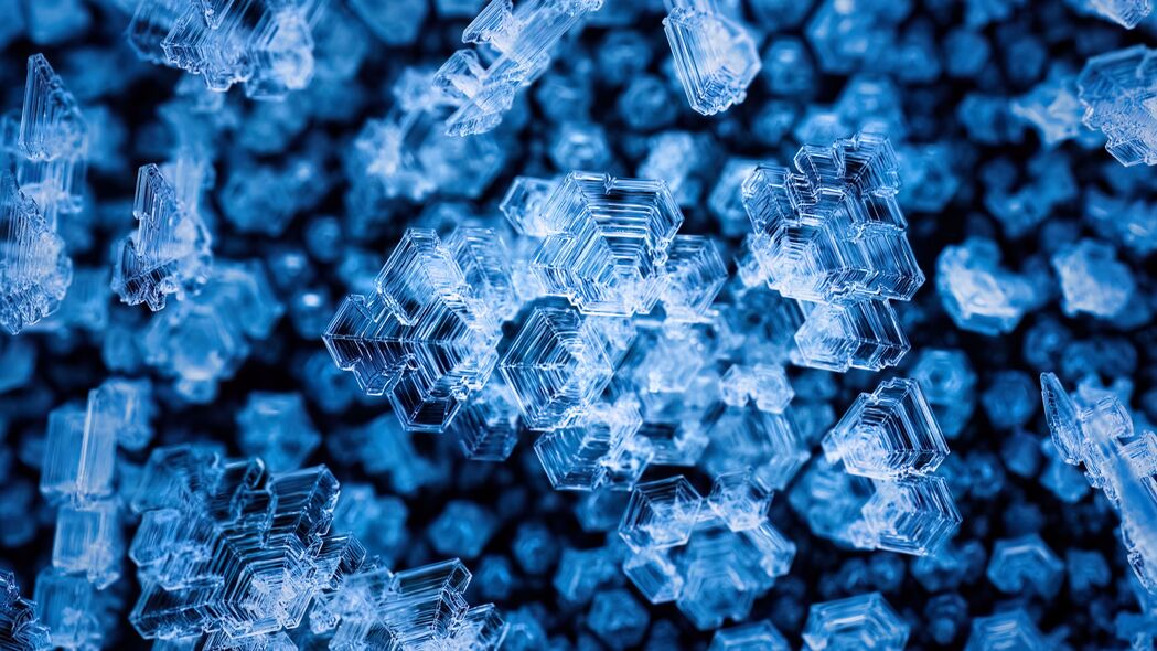 水晶 冰 微距 蓝色 透明 4k壁纸 3840x2160