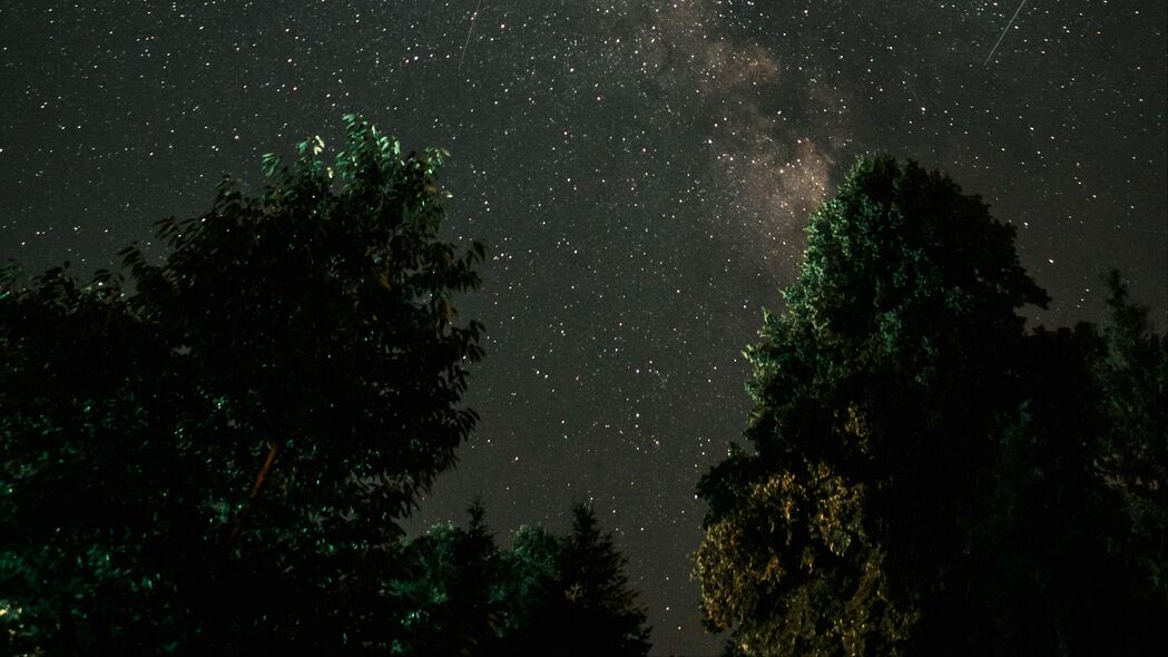 银河 星空 夜晚 树木 4k壁纸 3840x2160