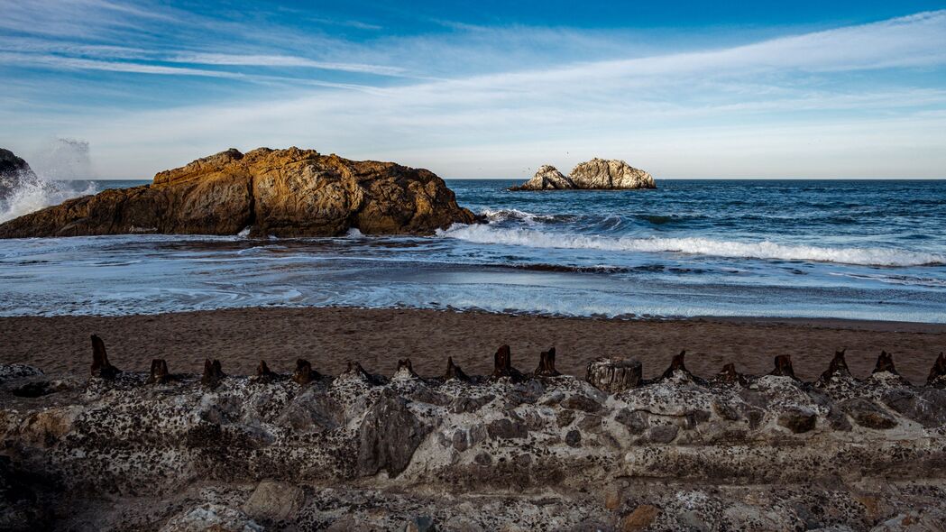 岩石 海洋 海岸 自然 石头 4k壁纸 3840x2160