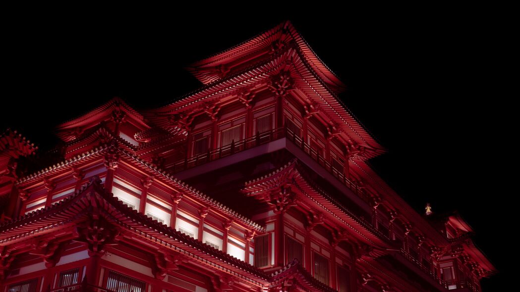 宝塔 建筑 建筑 夜晚 红色 4k壁纸 3840x2160
