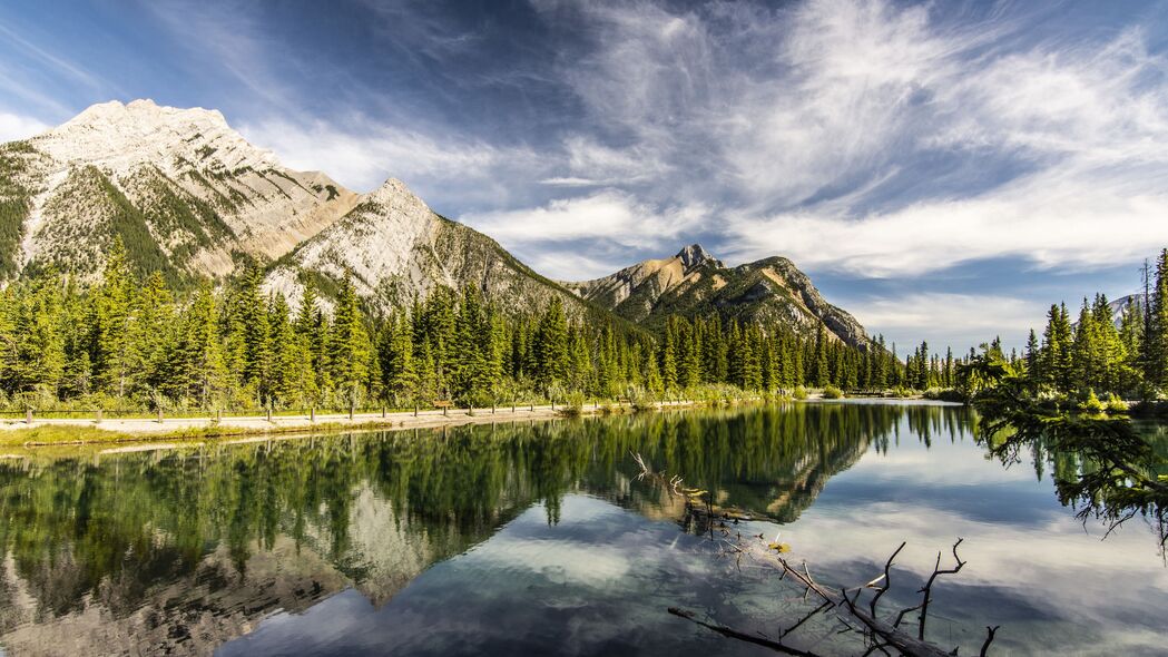 山脉 池塘 风景 自然 加拿大 4k壁纸 3840x2160