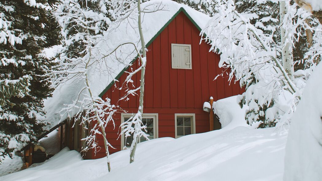房子 雪 斜坡 冬季 4k壁纸 3840x2160
