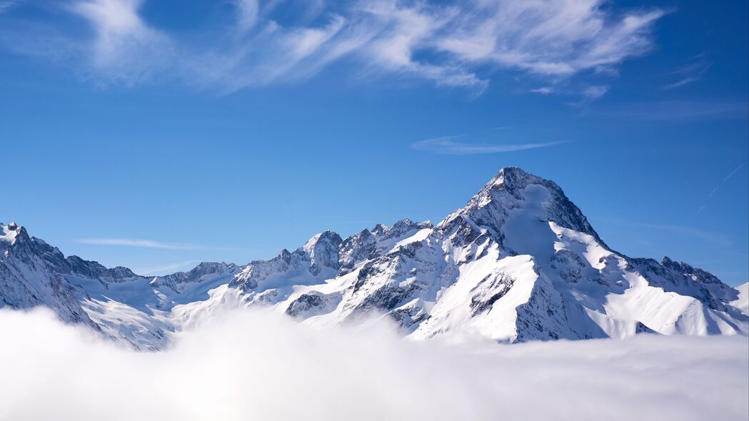 山 浮雕 雪 云 天空 风景 4k壁纸 3840x2160