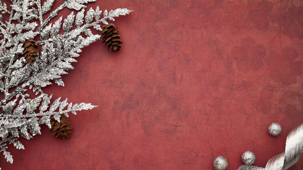 枝 锥形 背景 新年 圣诞节 红色 4k壁纸 3840x2160