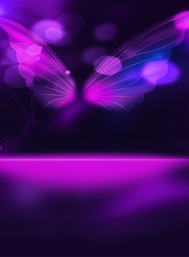 紫色黑色光效蝴蝶背景