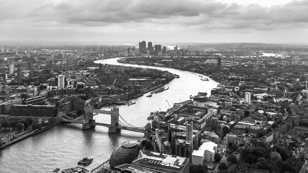  river bridge city thames london england 黑白 4k壁纸 3840x2160