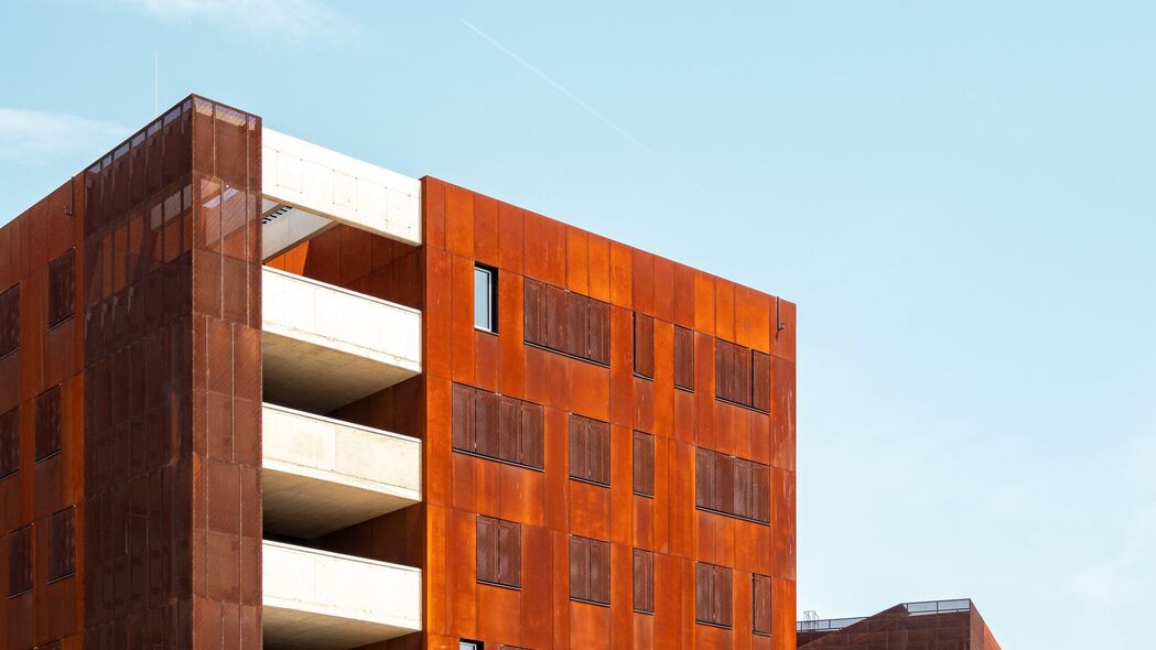 建筑 阳台 建筑 橙色 4k壁纸 3840x2160