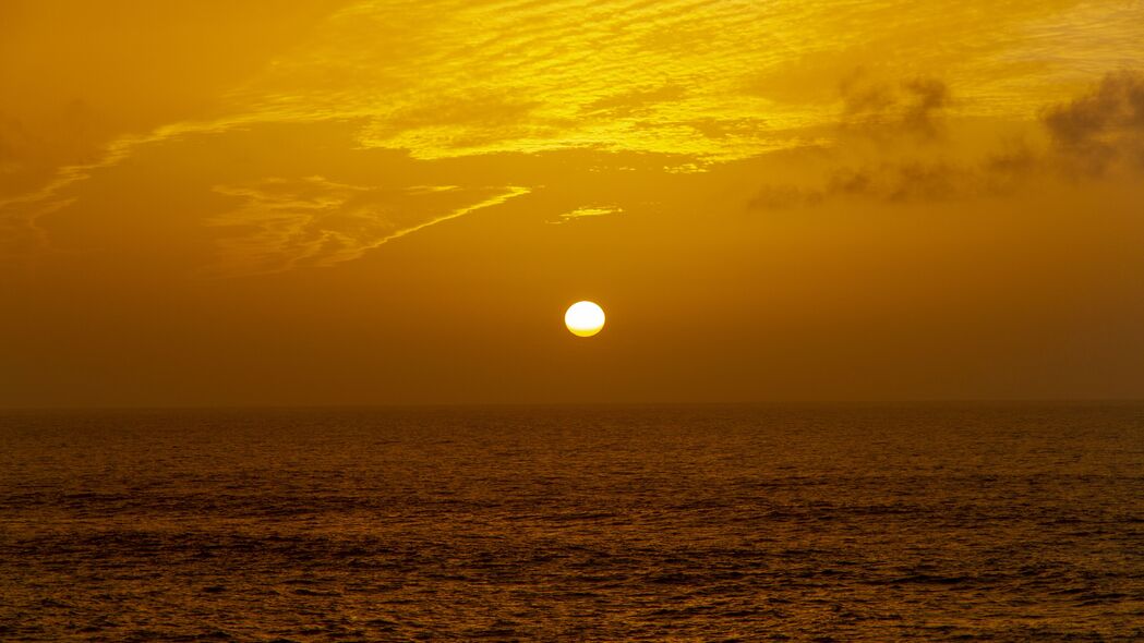 大海 地平线 太阳 深色 4k壁纸 3840x2160